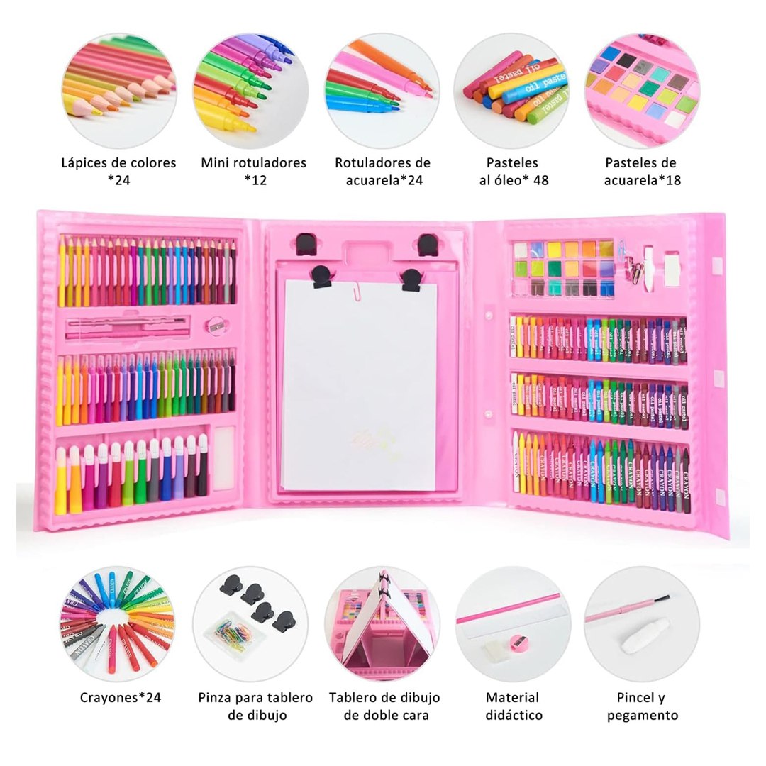 Vista 8 de Mega set de arte 208 piezas - color: rosado